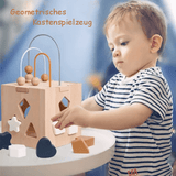Montessori - Aktivitätswürfel aus Holz mit geometrischer Form aus Silikon