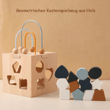 Montessori - Aktivitätswürfel aus Holz mit geometrischer Form aus Silikon