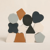 Montessori - Aktivitätswürfel aus Holz mit geometrischer Form aus Silikon