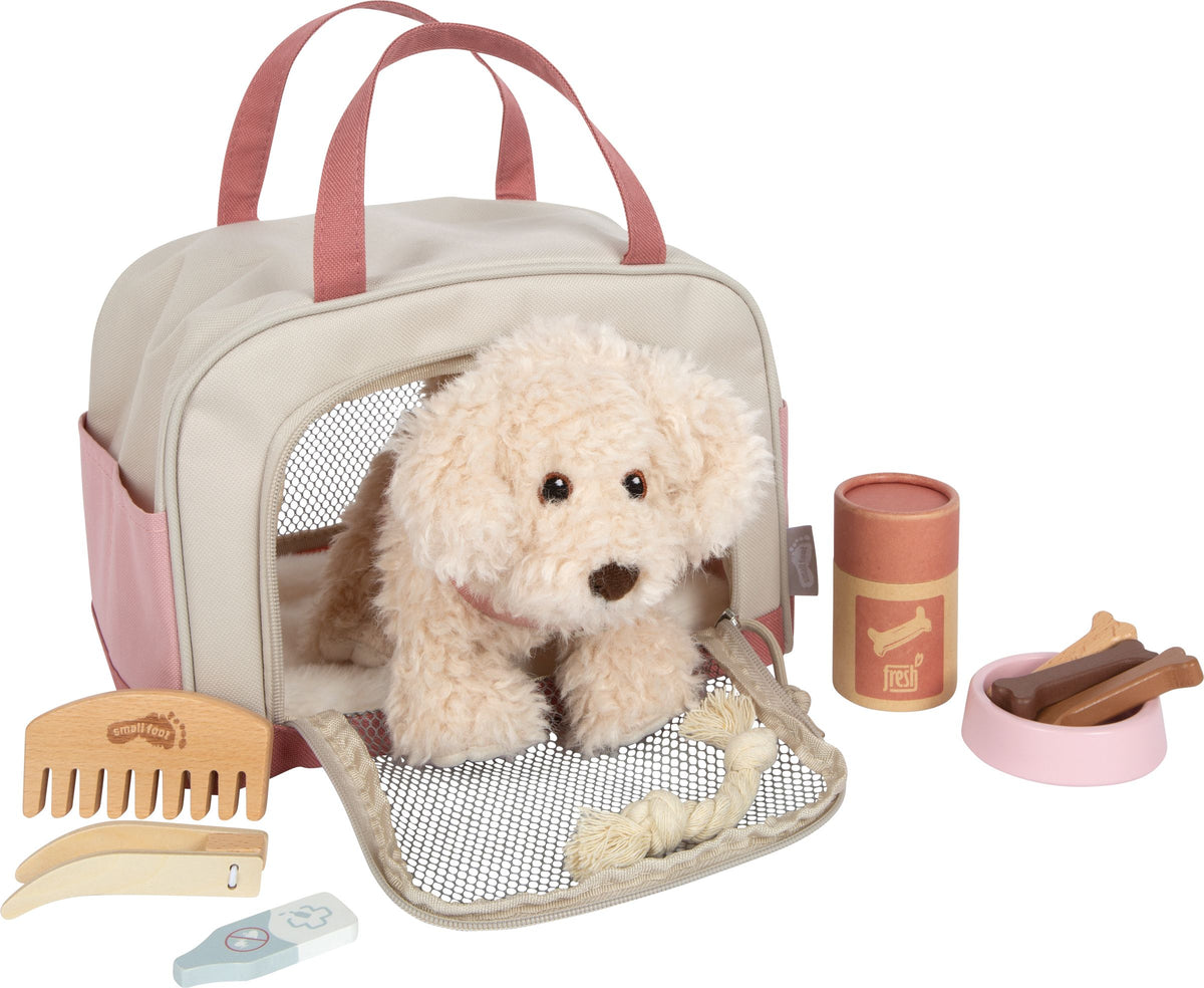 Hund mit Tasche & Pflege-Set – Rollenspiel für Kinder
