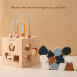 Montessori  - Aktivitätswürfel aus Holz mit geometrischer Form aus Silikon