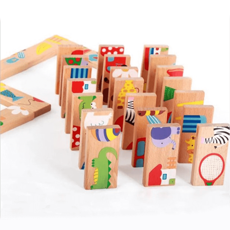 Montessori Domino Puzzle - Balance Stapelspielzeug aus hochwertigem Holz