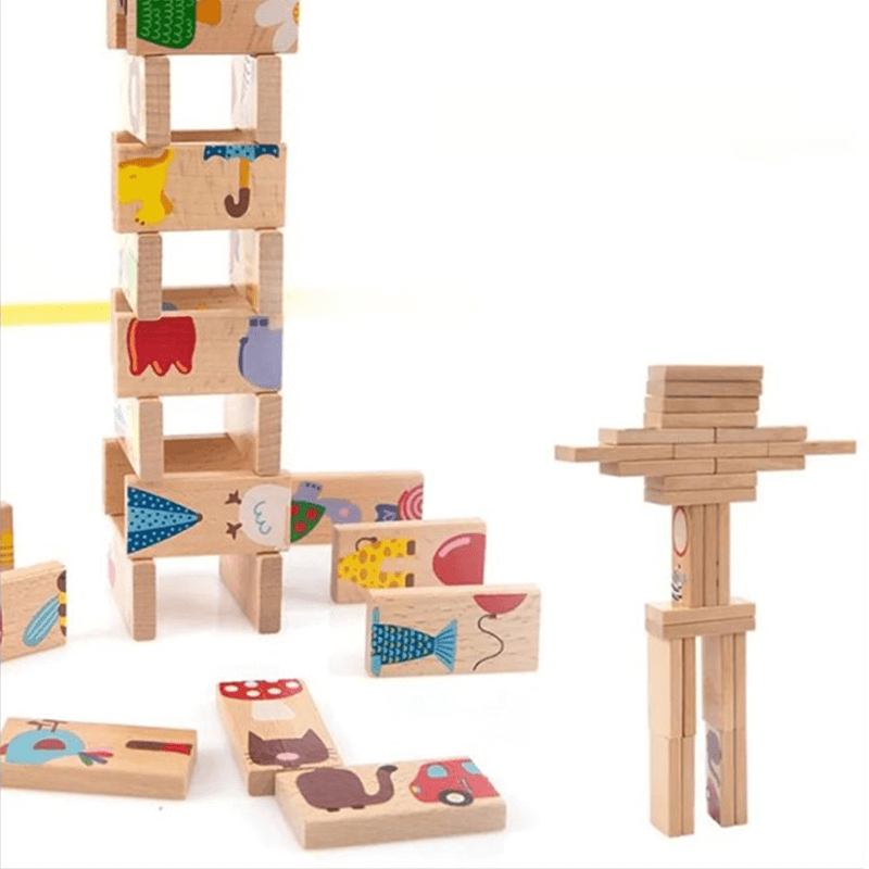 Montessori Domino Puzzle - Balance Stapelspielzeug aus hochwertigem Holz