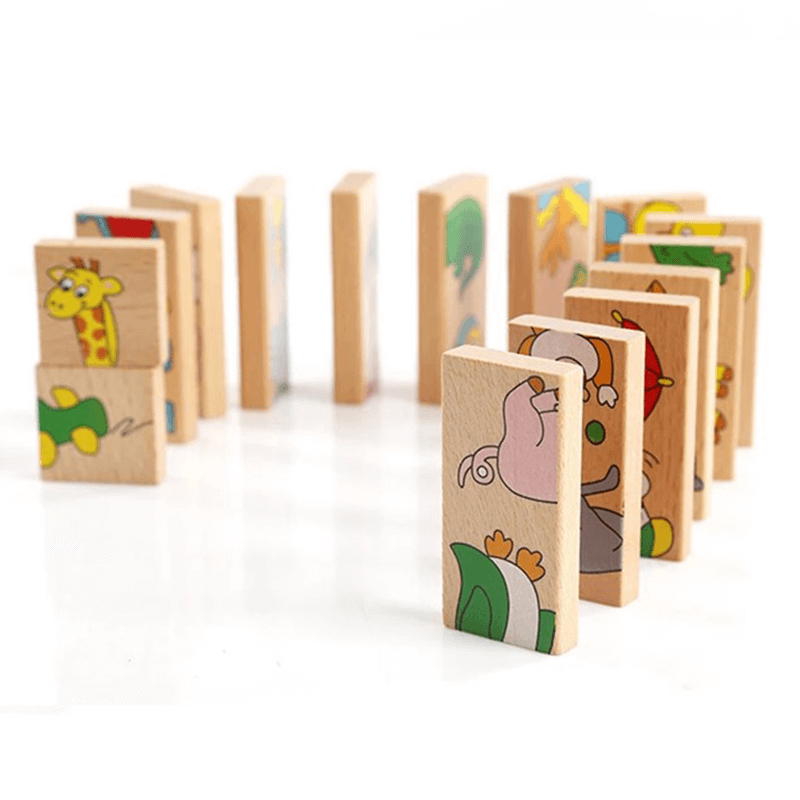 Montessori Domino Puzzle - Balance Stapelspielzeug aus hochwertigem Holz