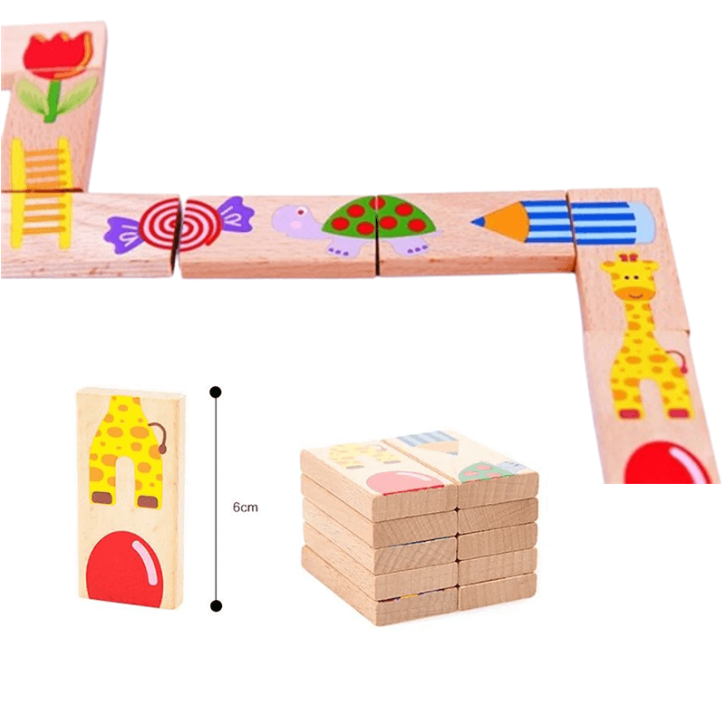 Montessori Domino Puzzle - Balance Stapelspielzeug aus hochwertigem Holz