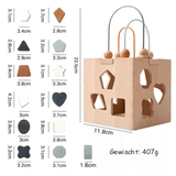 Montessori  - Aktivitätswürfel aus Holz mit geometrischer Form aus Silikon