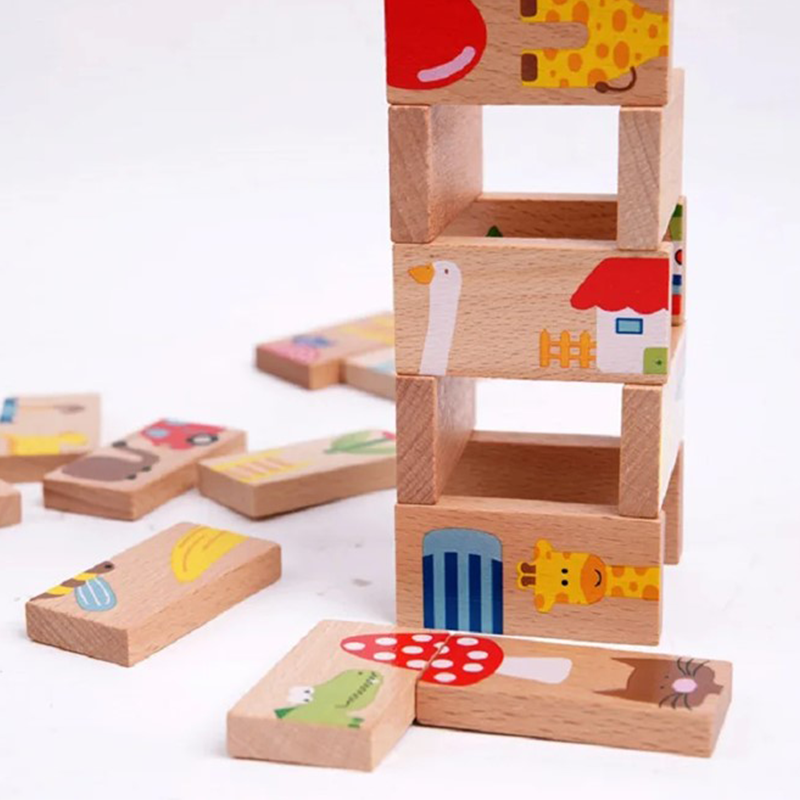 Montessori Domino Puzzle - Balance Stapelspielzeug aus hochwertigem Holz