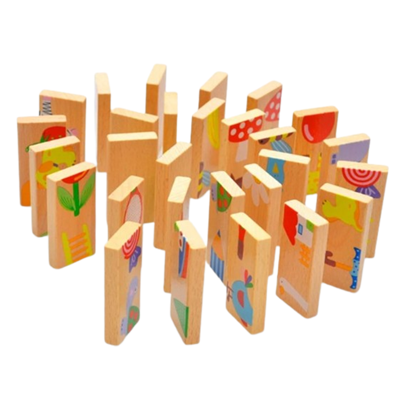 Montessori Domino Puzzle - Balance Stapelspielzeug aus hochwertigem Holz